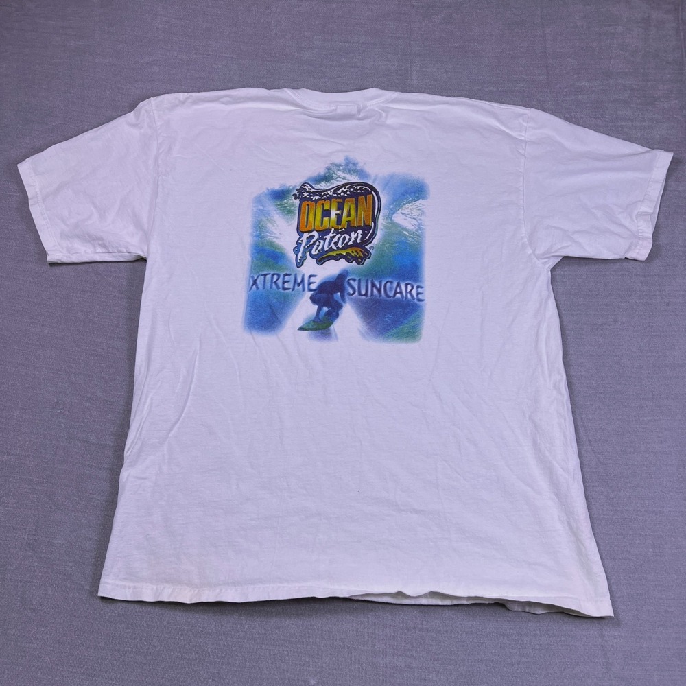 Anvil Ocean Potion Graphic Back Print Crew Neck T-Shirt Mens 2X White Cotton